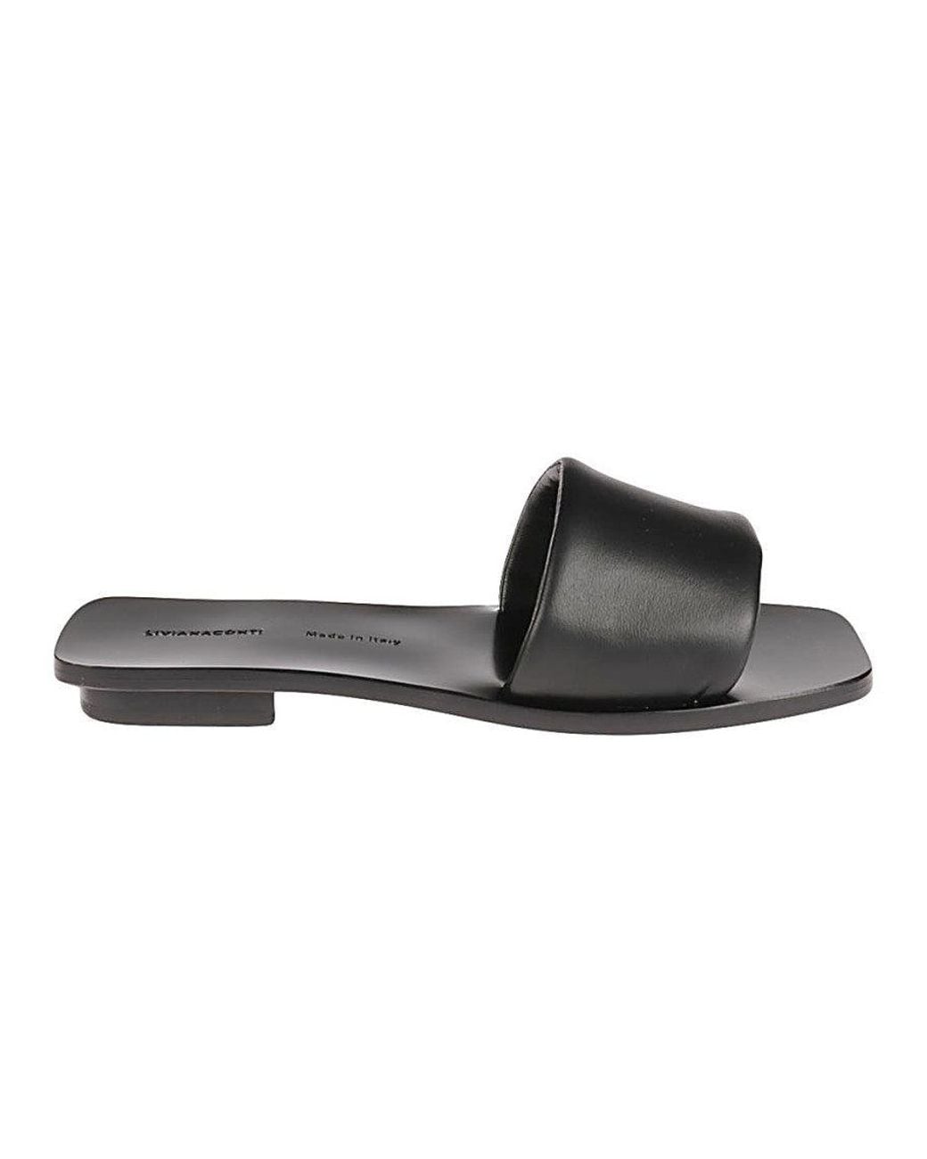Liviana Conti Black Low Leather Sandals