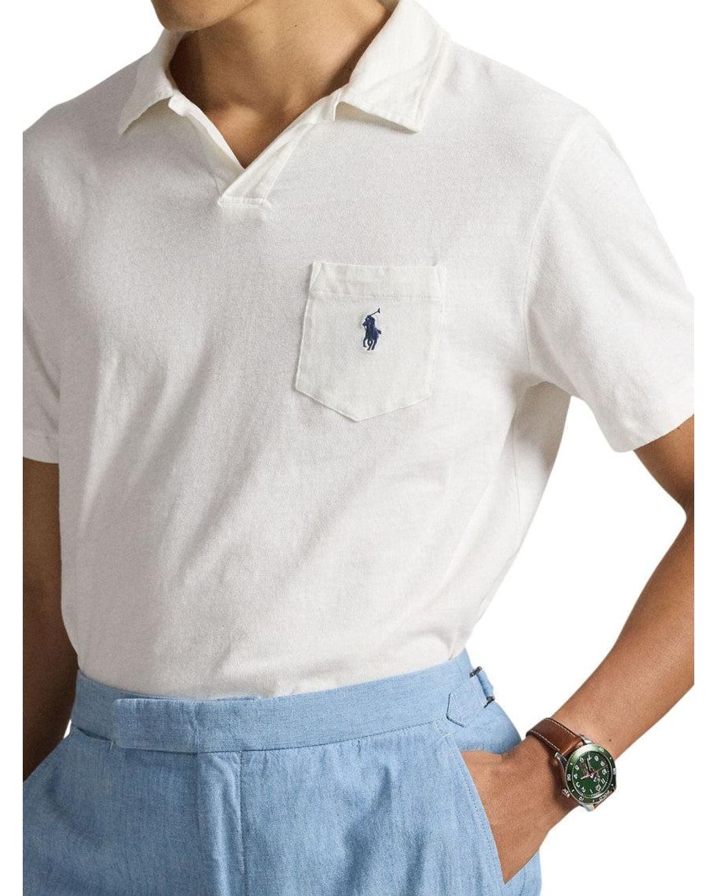 Polo Ralph Lauren White Shirt Collar Polo for men