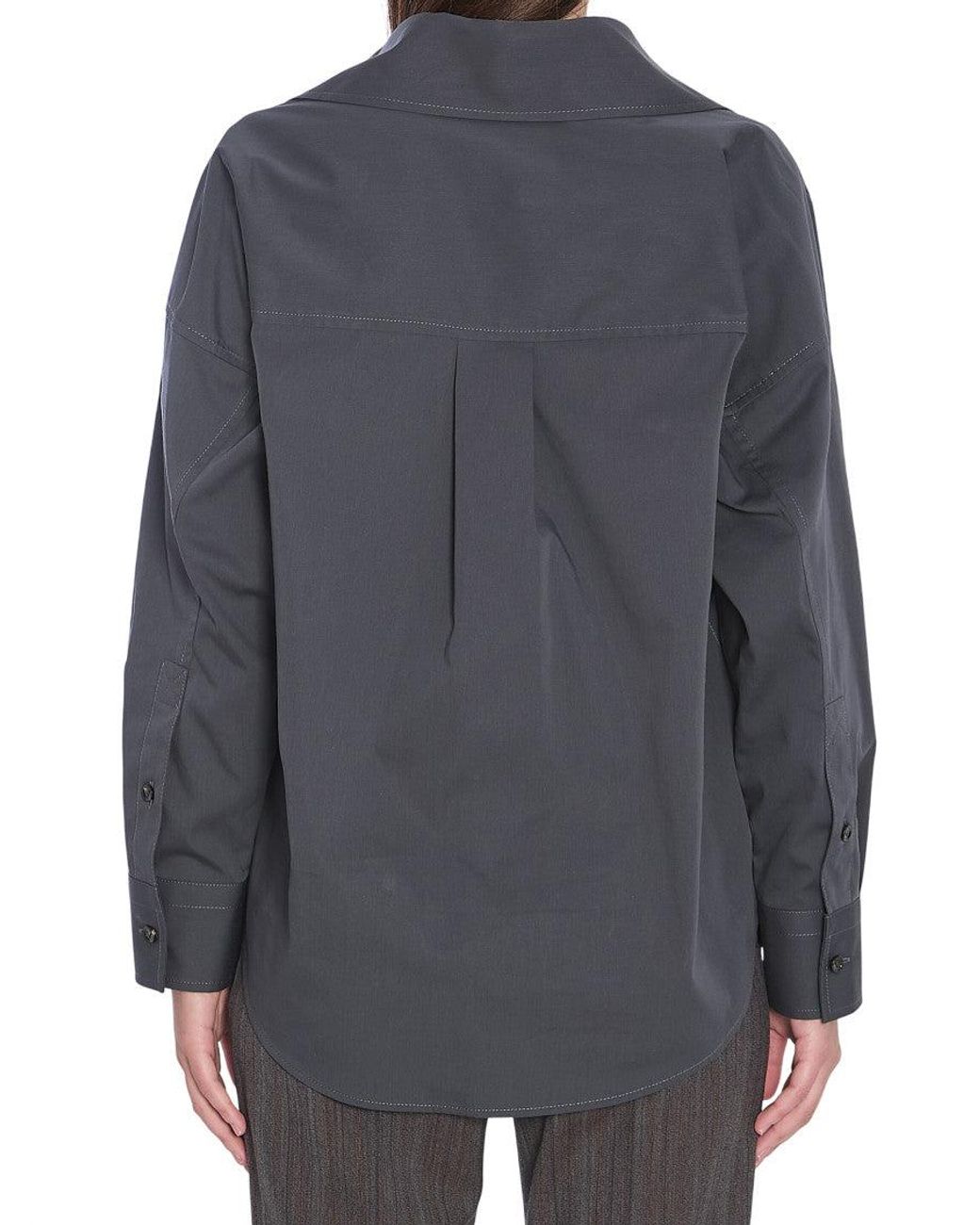 Bottega Veneta Gray Cotton And Silk Shirt