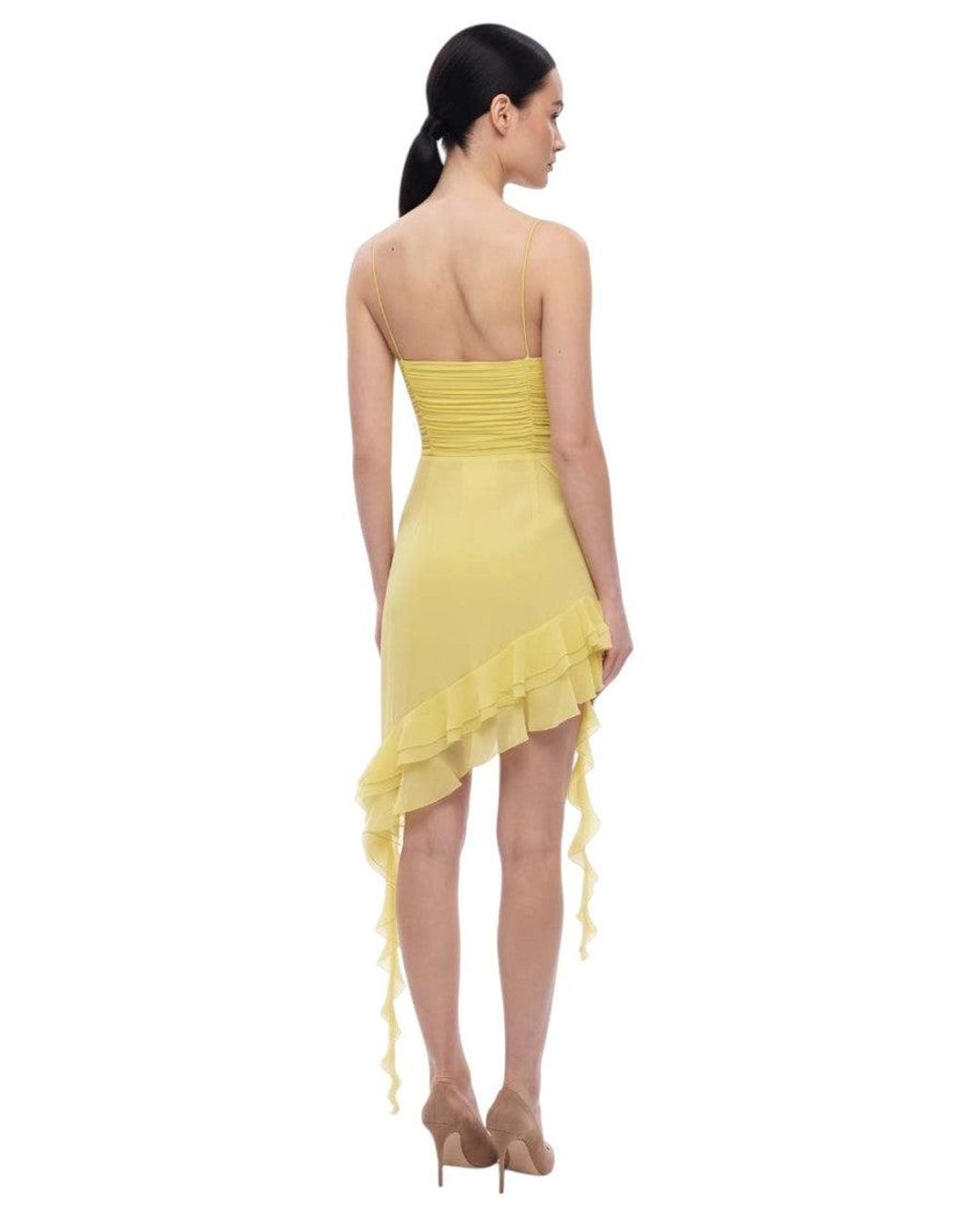 Alessandra Rich Yellow Sweet Heart Neck Mini Dress