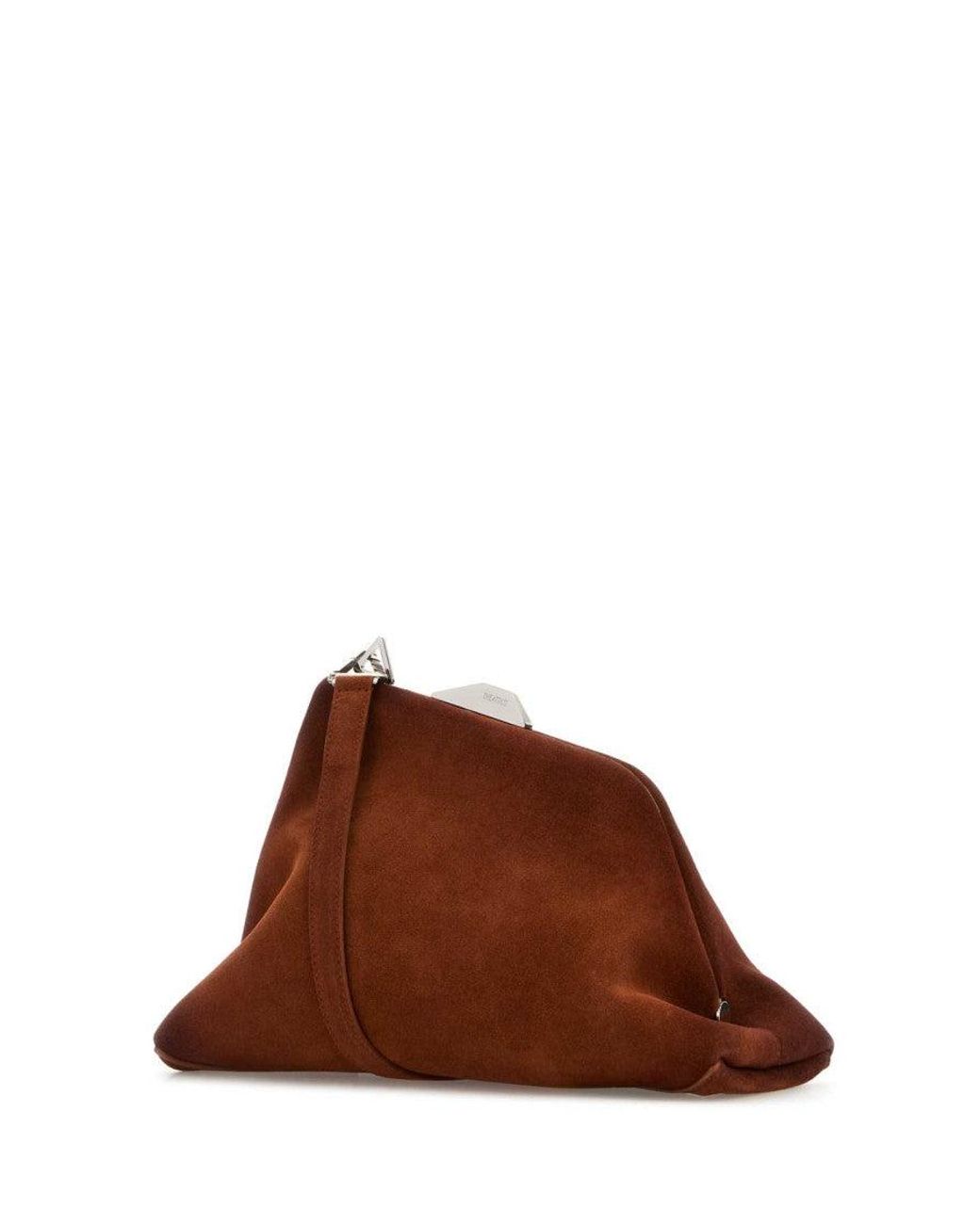 The Attico Brown Caramel Suede Day Off Clutch