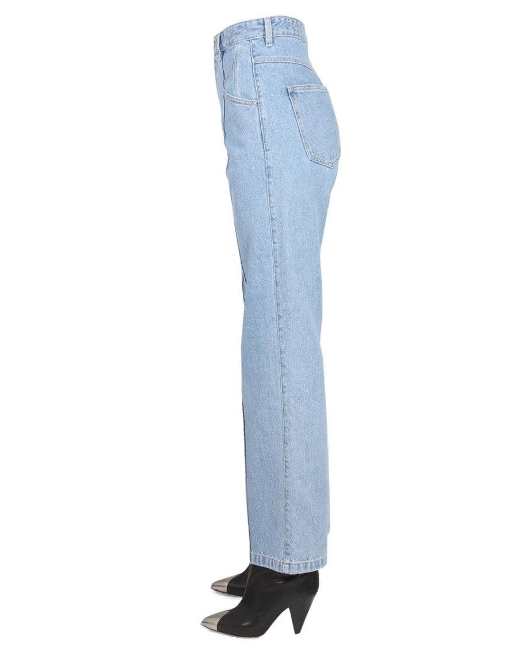 Isabel Marant Blue High-Rise Mini Jeans With Front Button Closure