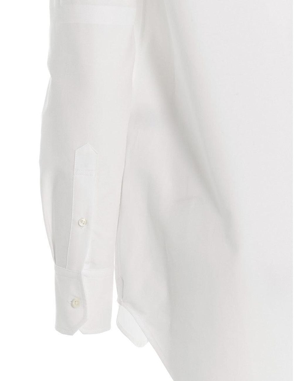 Thom Browne White Logo Pussy Bow Blouse