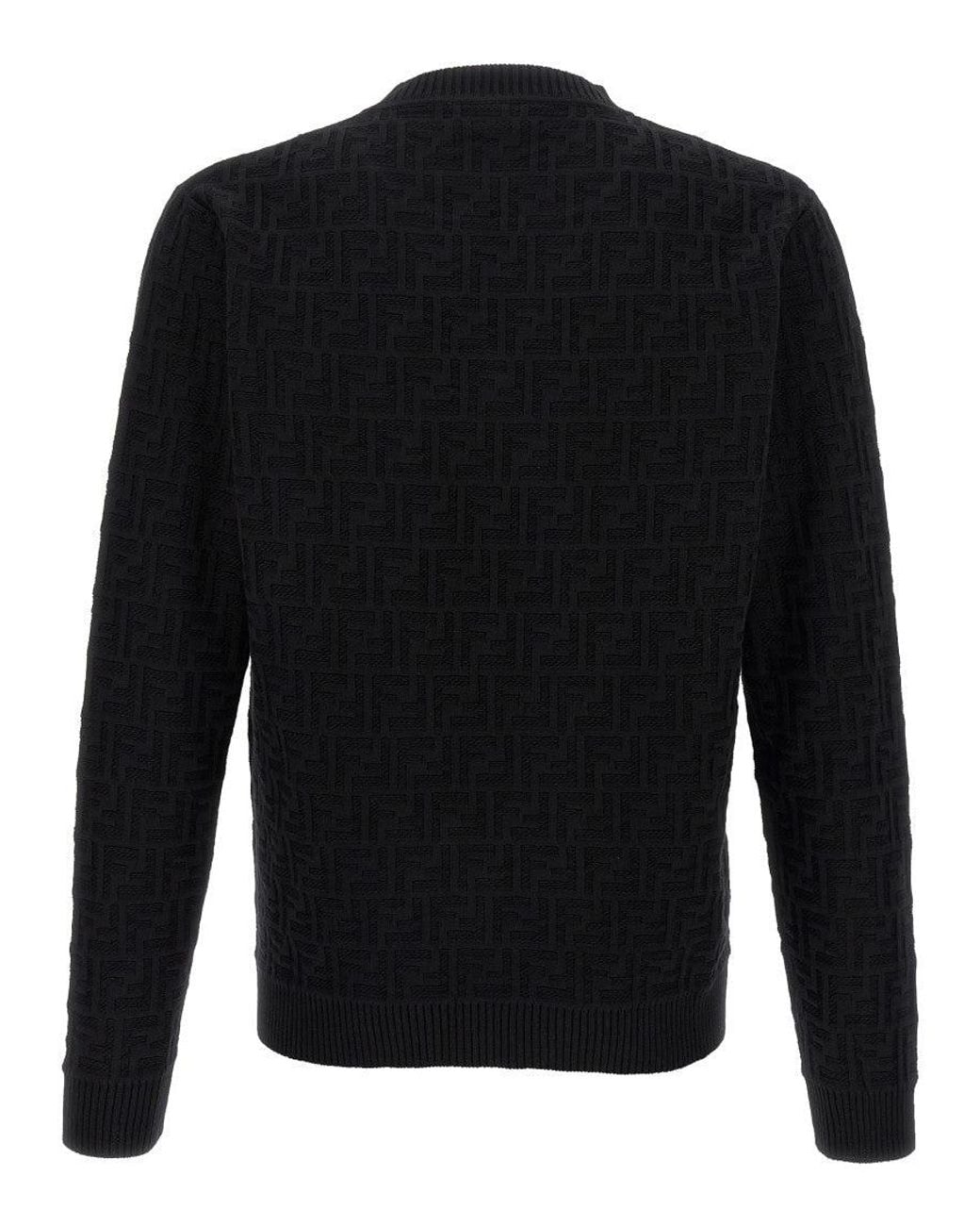 Fendi Black Ff Jacquard Sweater for men