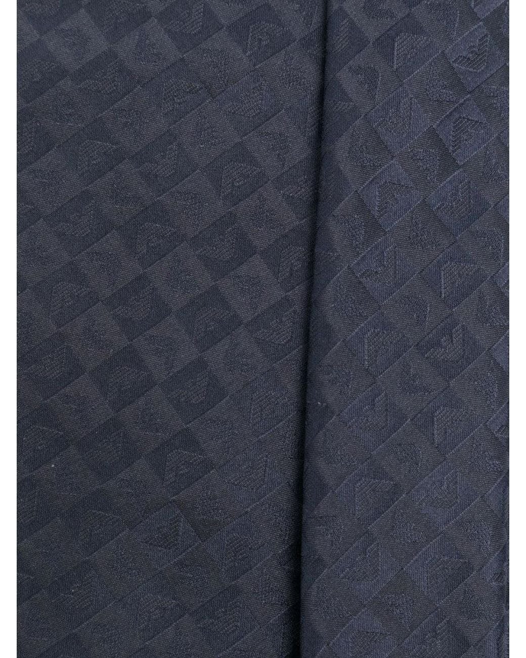 Emporio Armani Blue Silk Logo Tie for men