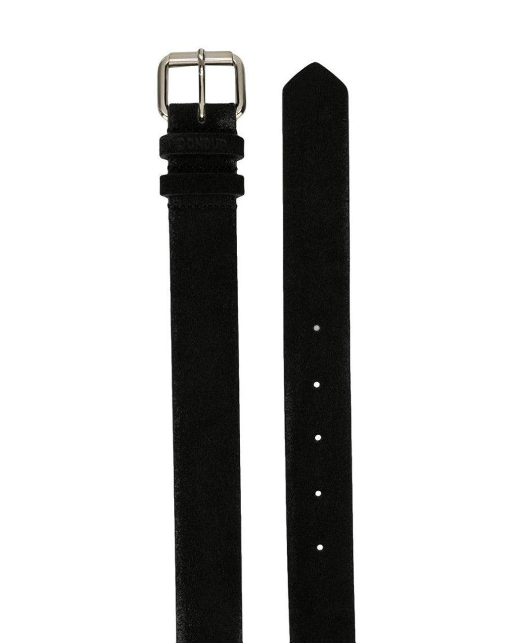 Dondup Black Textured Buckle Belt for men