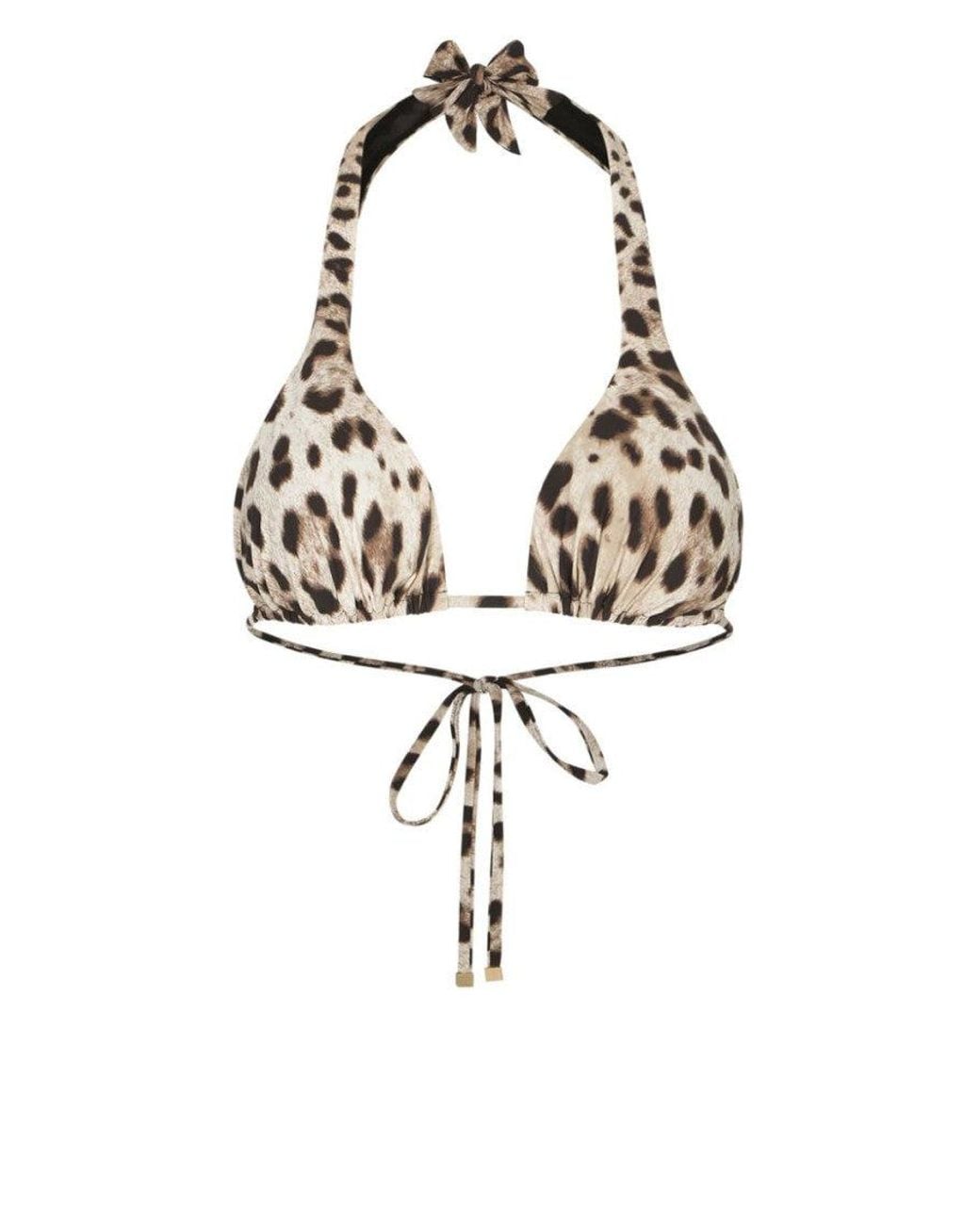 Dolce & Gabbana White Print Triangle Bikini Top
