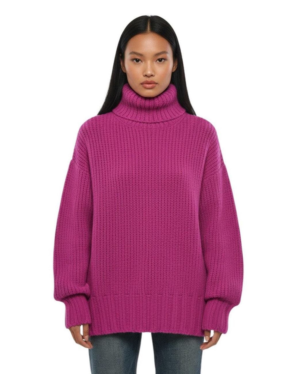 Lanvin Purple Fuchcia Turtle Neck Sweater