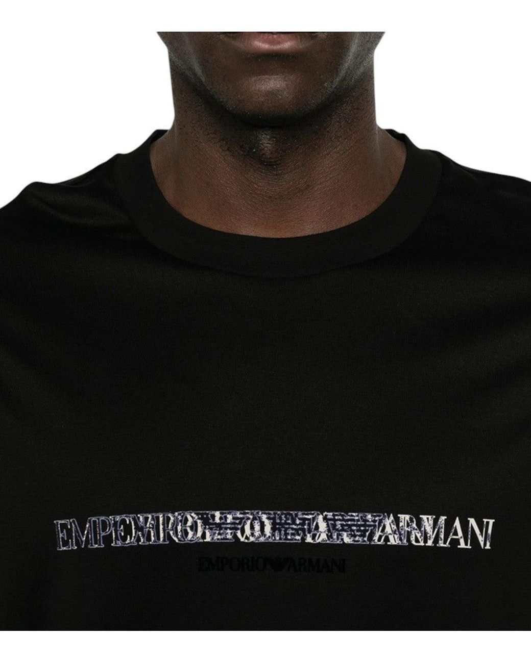Emporio Armani Black Logo Crew Neck T-Shirt for men