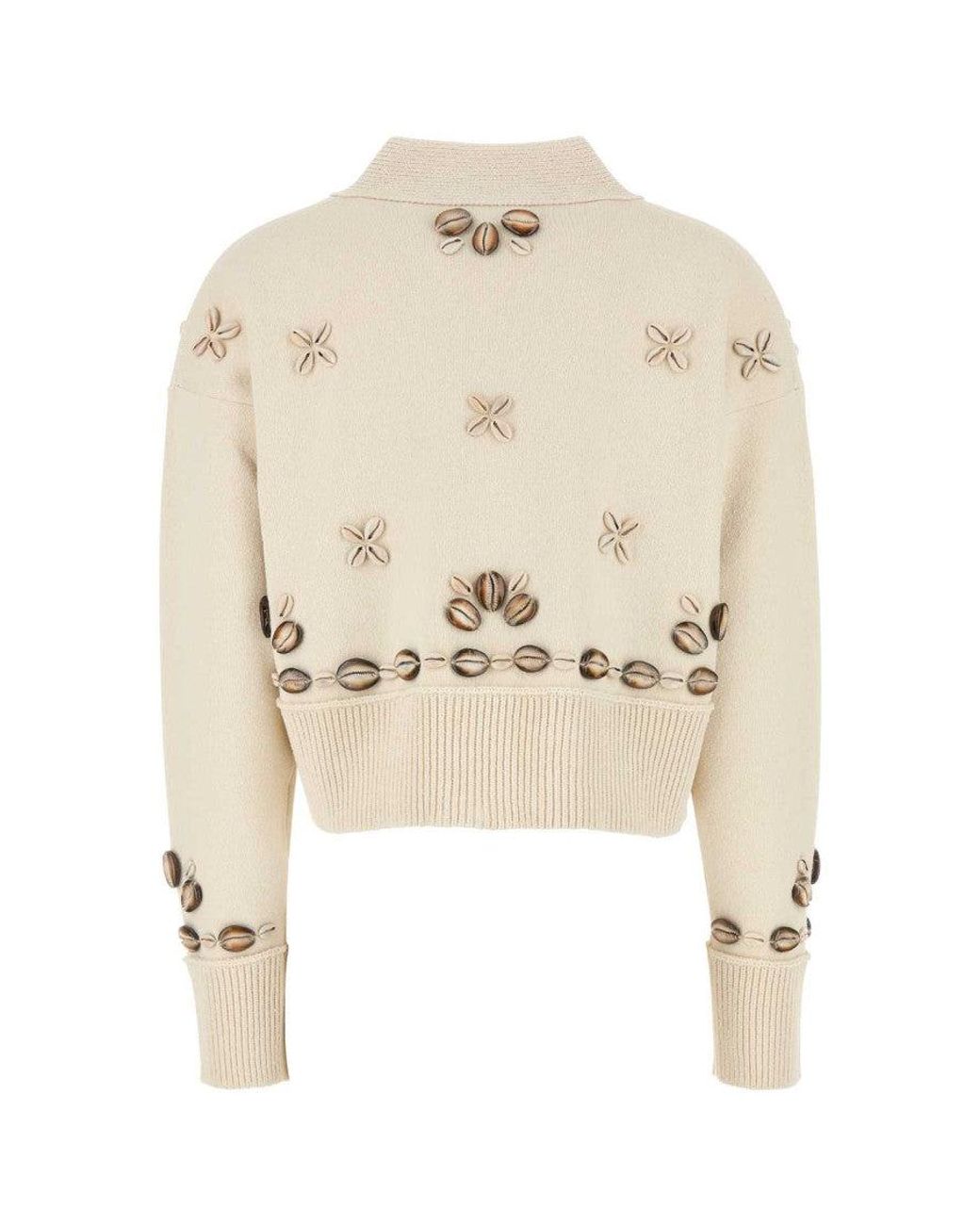 Alanui Natural Ivory Silk Blend Oversize Ocean Dream Cardigan