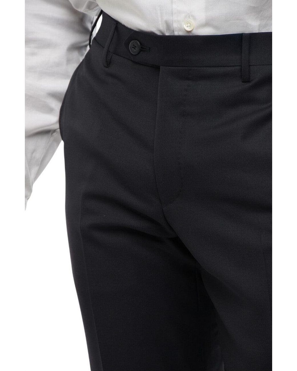 Corneliani Blue Flat Front Pants for men