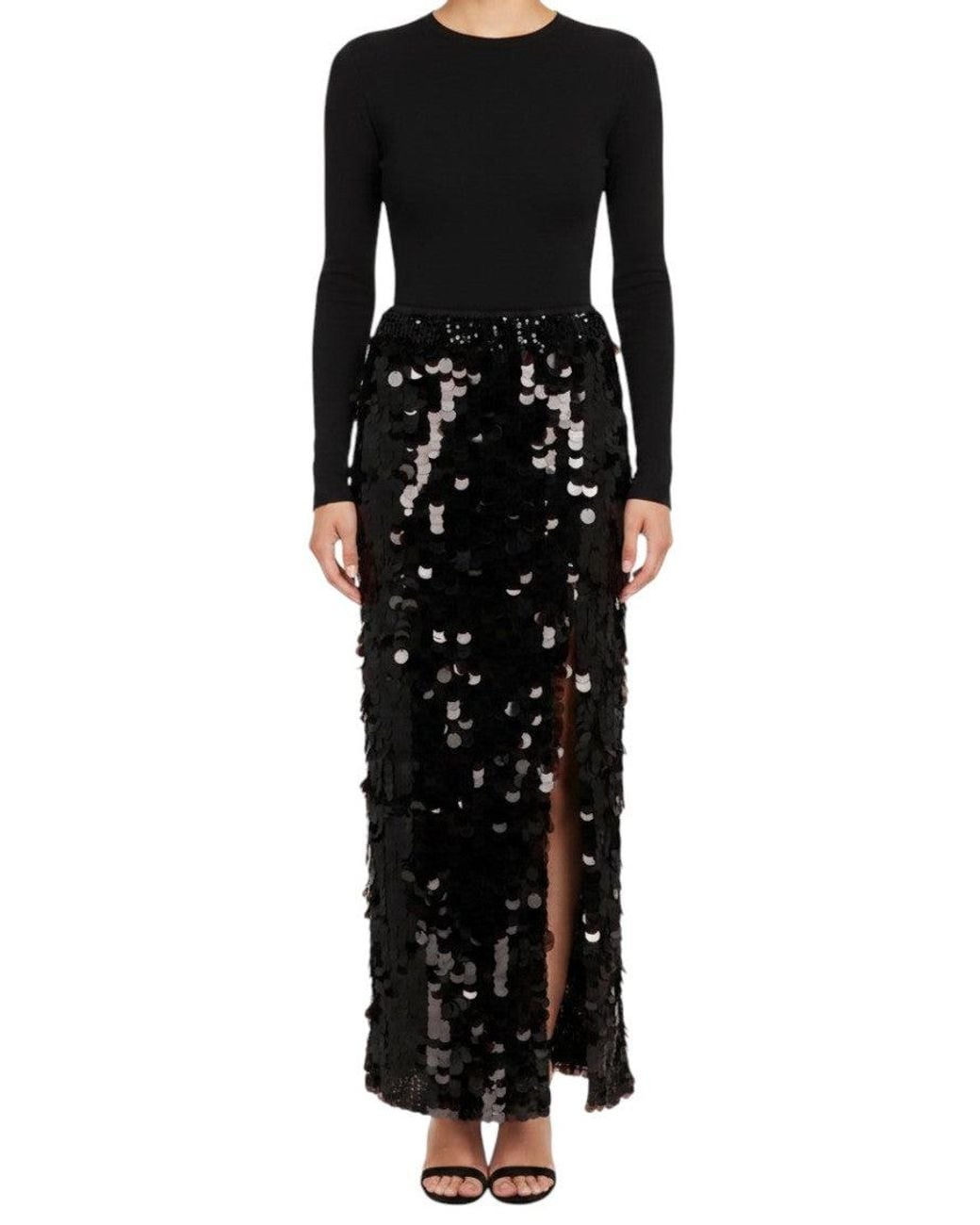 P.A.R.O.S.H. Black Embellished Maxi Skirt