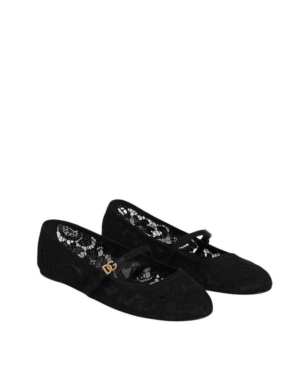 Dolce & Gabbana Black Logo Taormina Ballet Flats