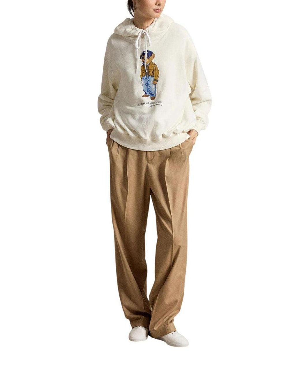 Polo Ralph Lauren White Graphic Hood Sweatshirt
