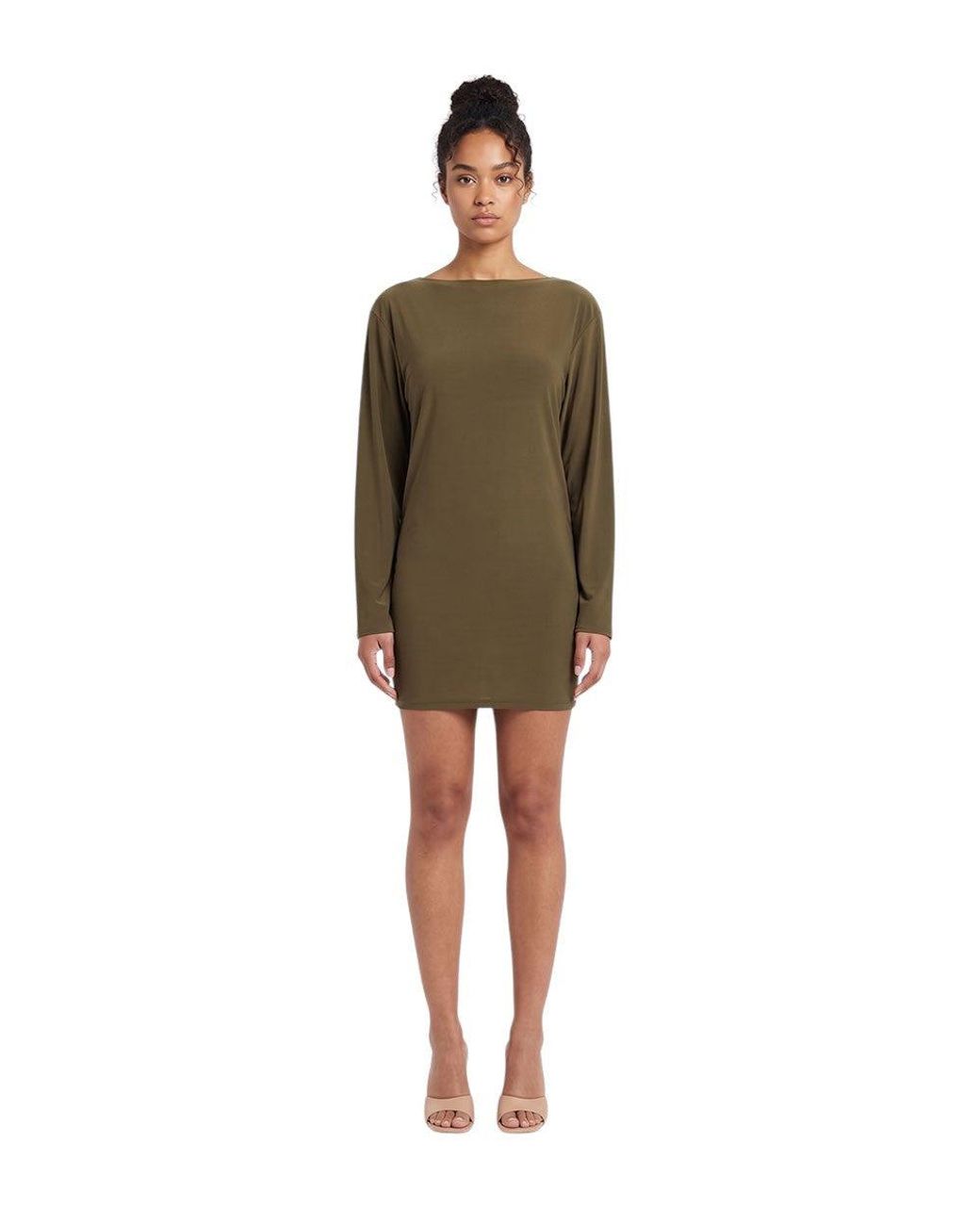 Jacquemus Green Boat Neck Mini Dress
