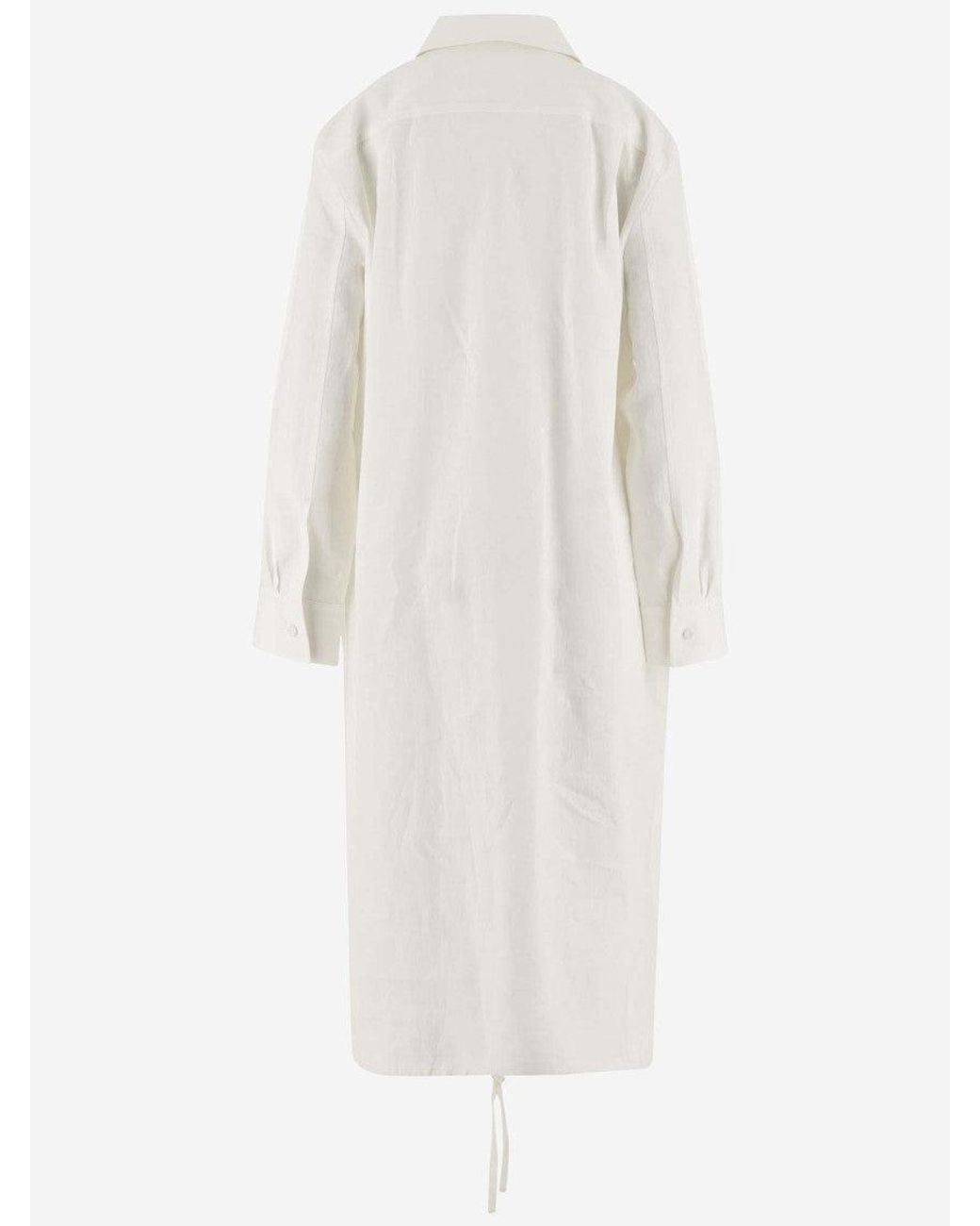 Jil Sander White Linen Chemisier Dress