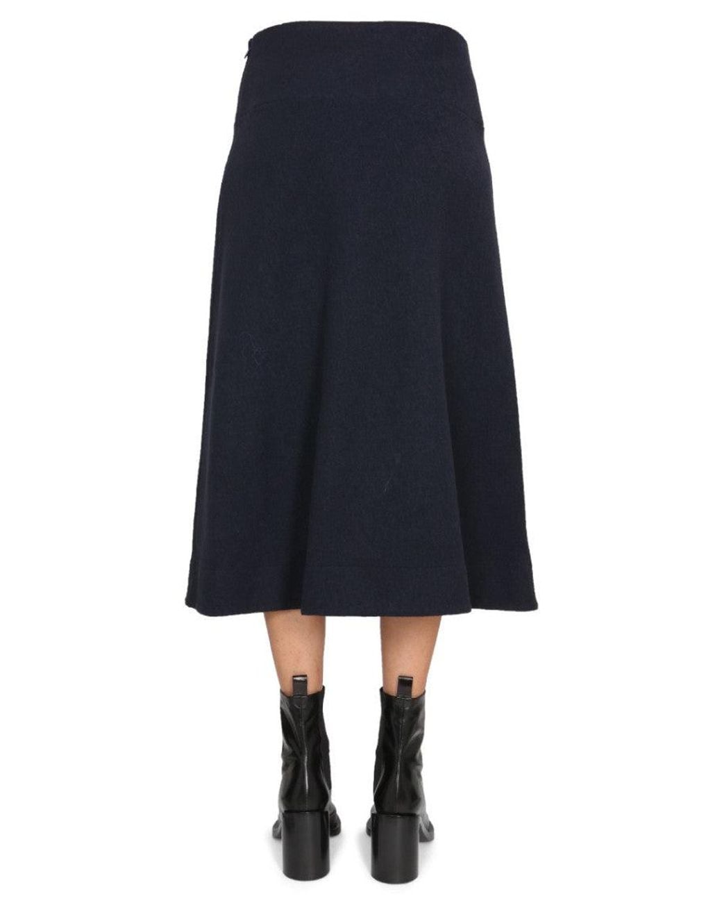Jil Sander Blue Wool Skirt