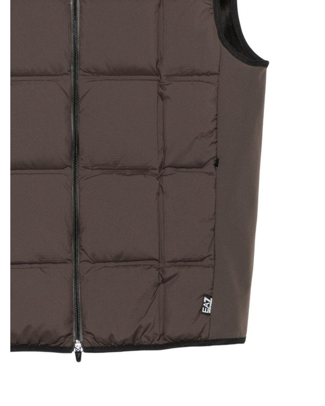 EA7 Brown Quilted Sleeveless Jacket for men