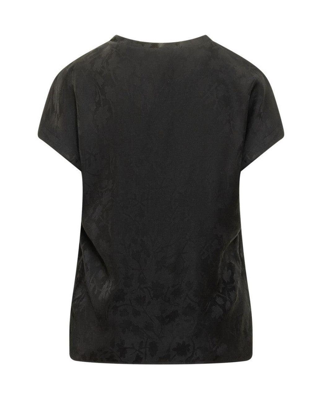 Pinko Black Floral Cut-Out Sleeve Blouse