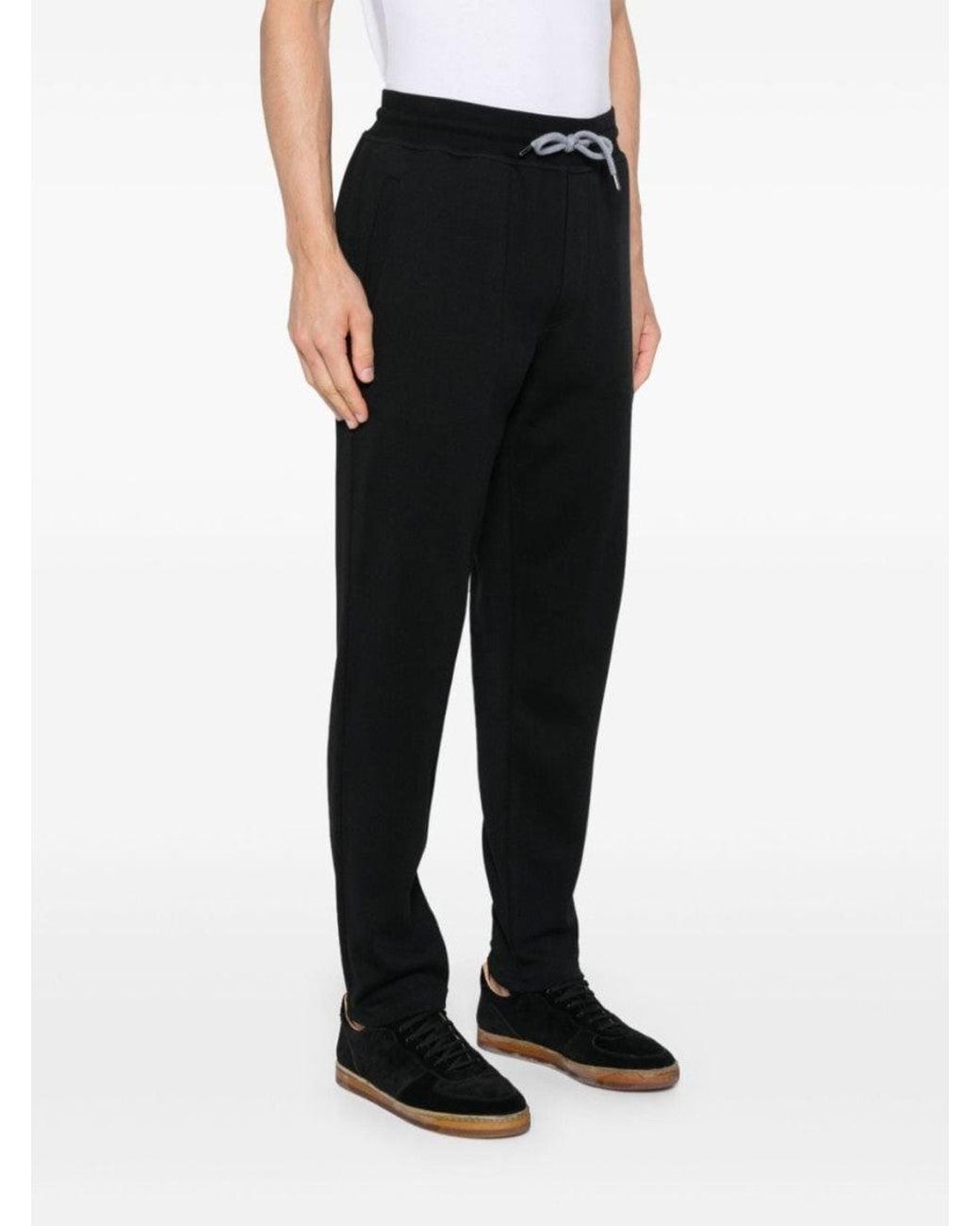 Brunello Cucinelli Black Cotton Blend Sweatpants for men