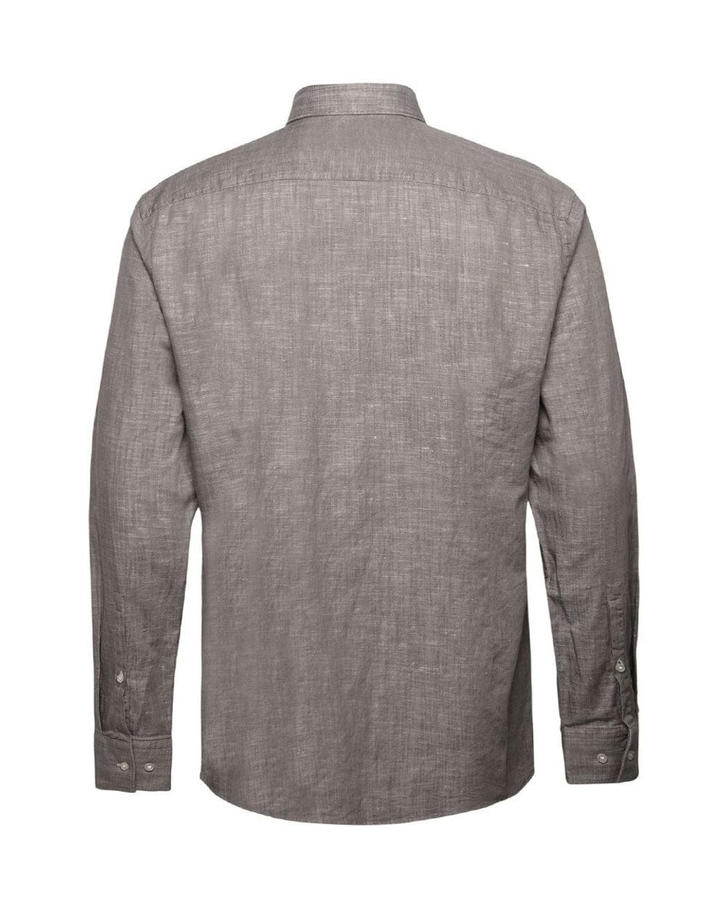 HUGO Gray Taupe Regular Textured Shirt for men