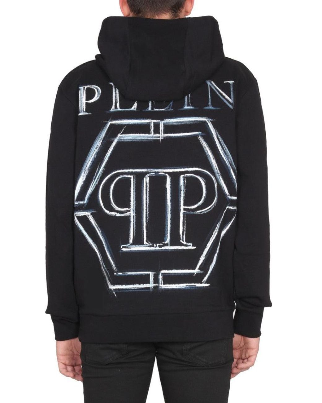Philipp Plein Black Logo Hood Sweatshirt for men