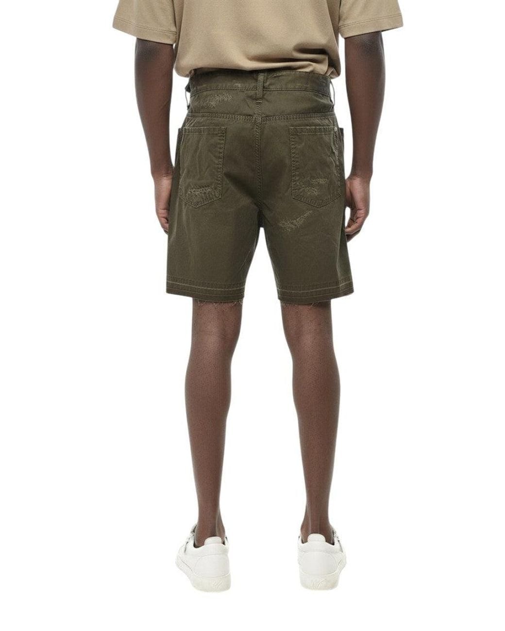 DSquared² Green Distressed Shorts for men