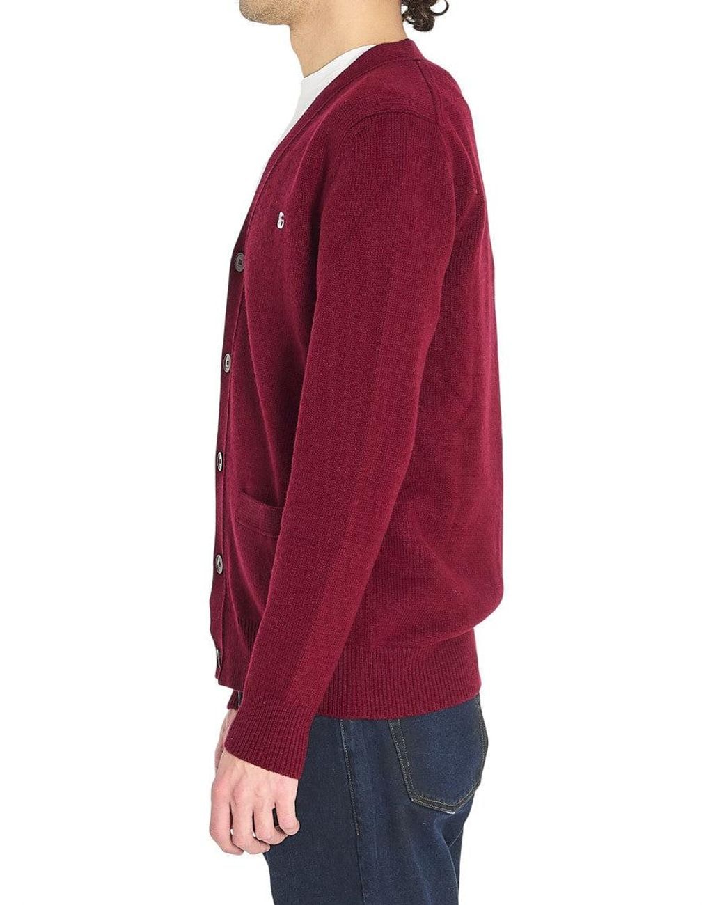 Gucci Red V Neck Logo Cardigan for men