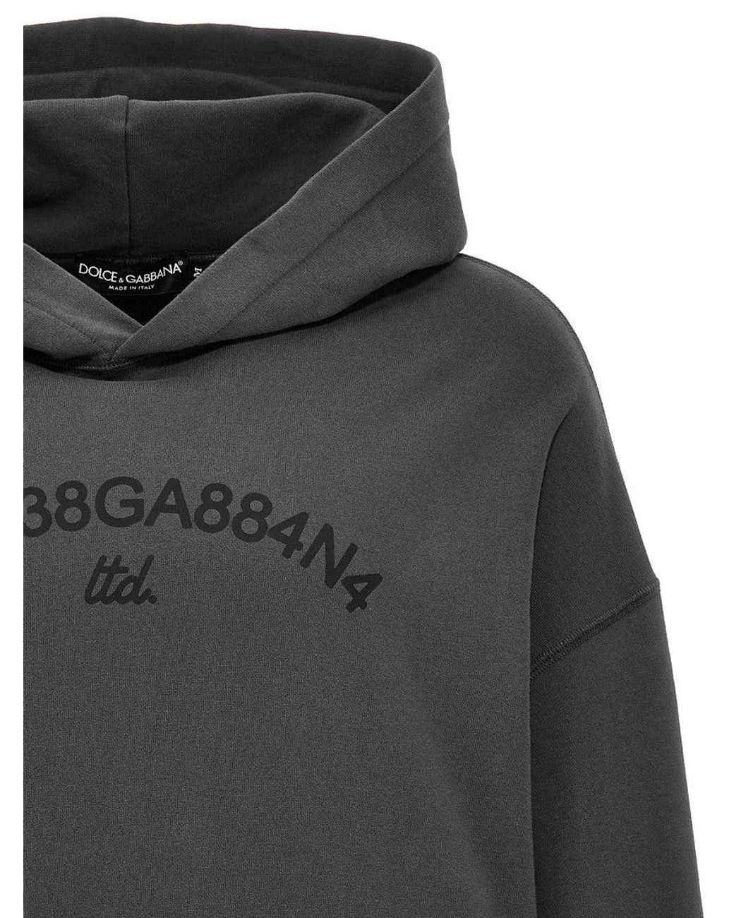 Dolce & Gabbana Gray Logo Print Hoodie for men