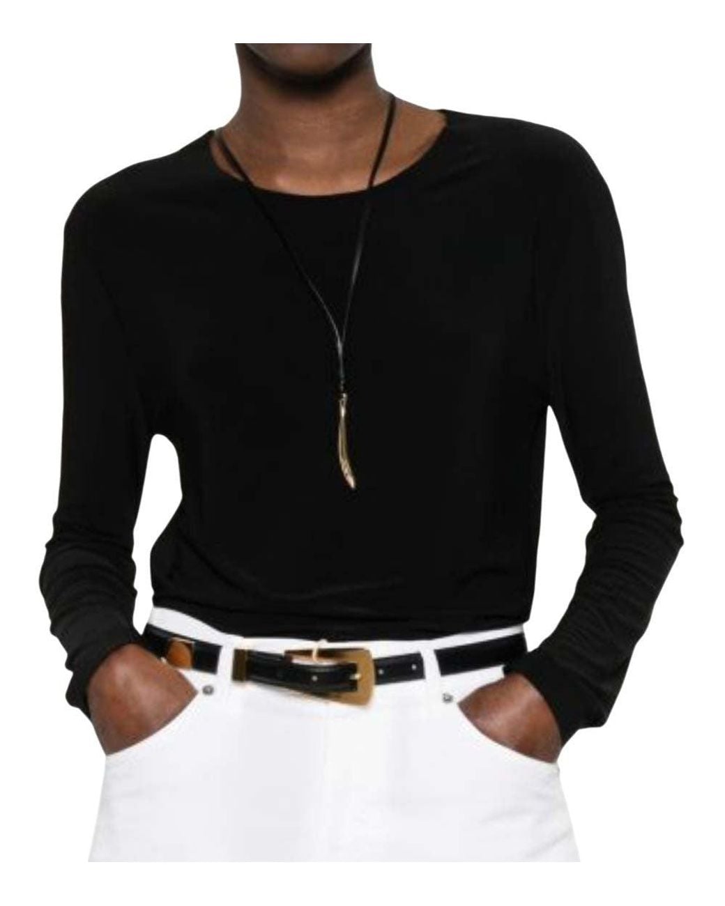 Norma Kamali Black Round Neck T-Shirt