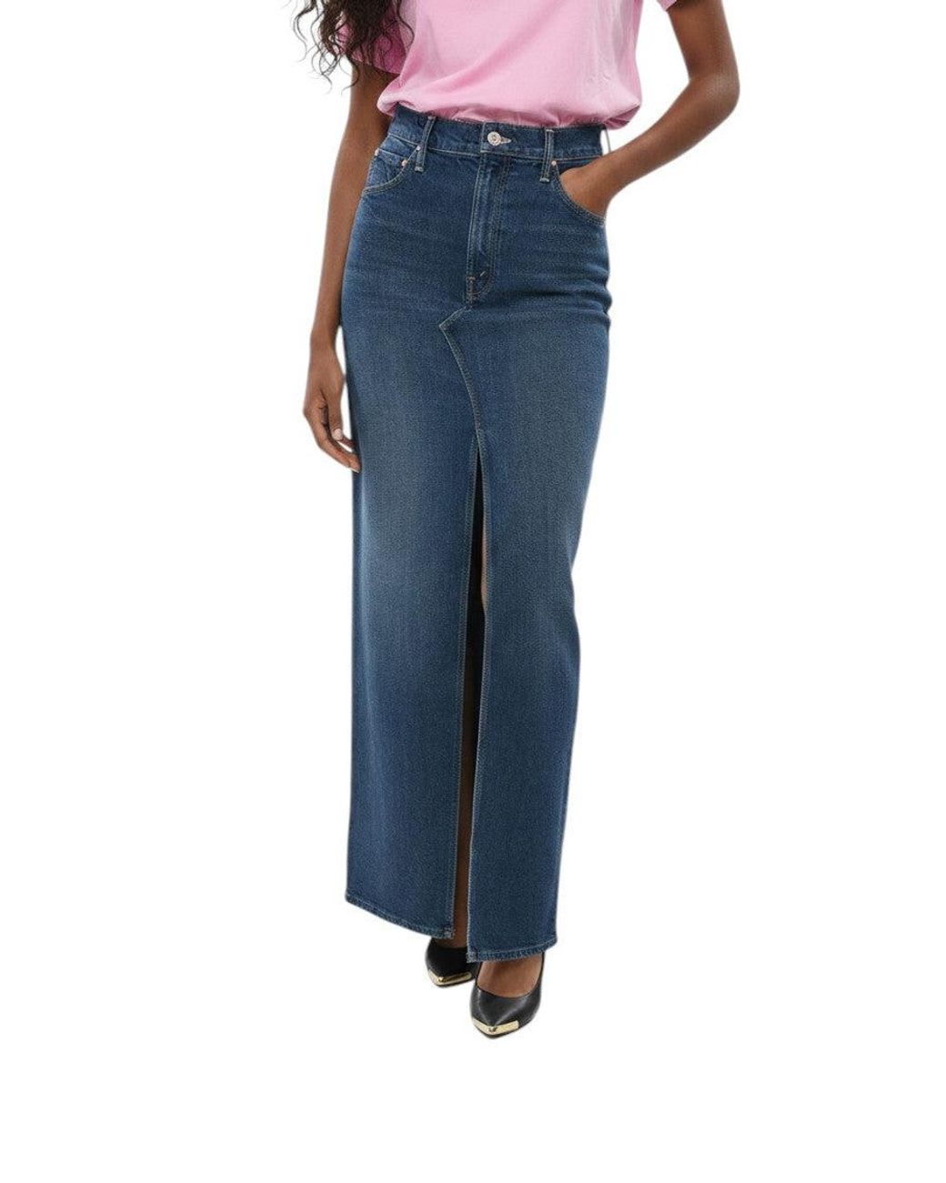 Mother Blue Ankle Length Skirt