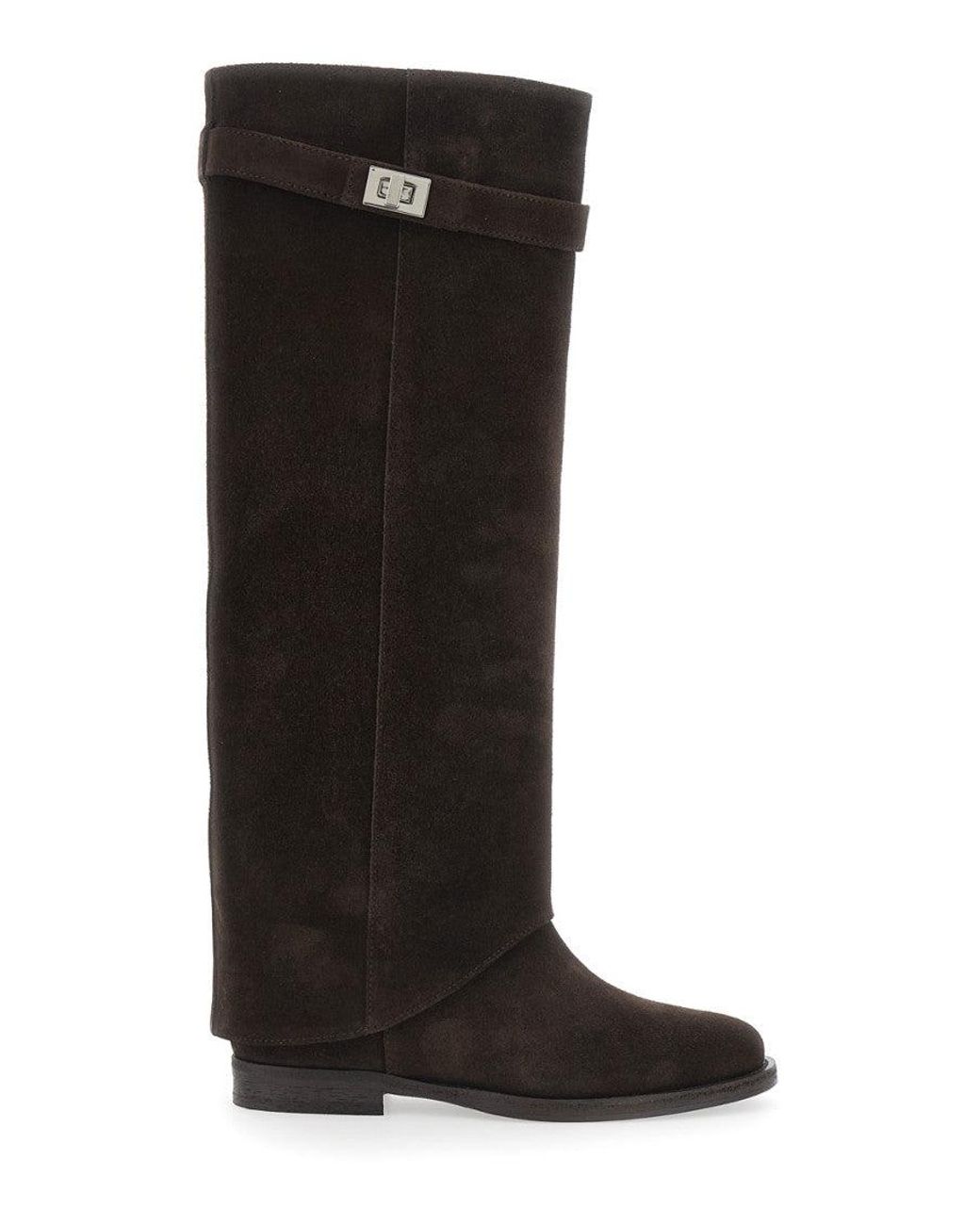 Via Roma 15 Black Suede High-Knee Boots