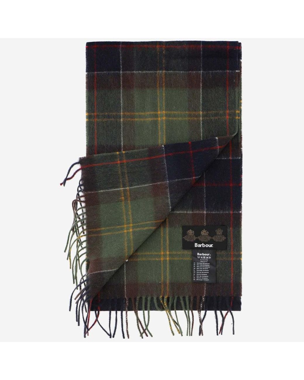 Barbour Black Multicolour Classic Check Tartan Scarf for men