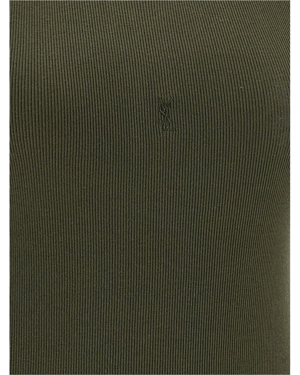 Saint Laurent Green Round Neck Ribbed Tank Top