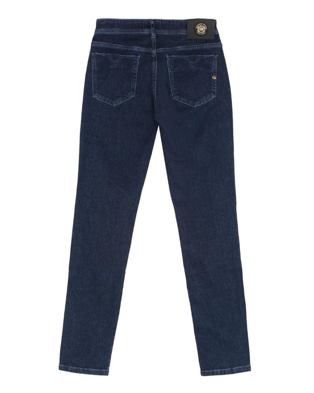 Versace Jeans Couture Blue Printed Denim Jeans
