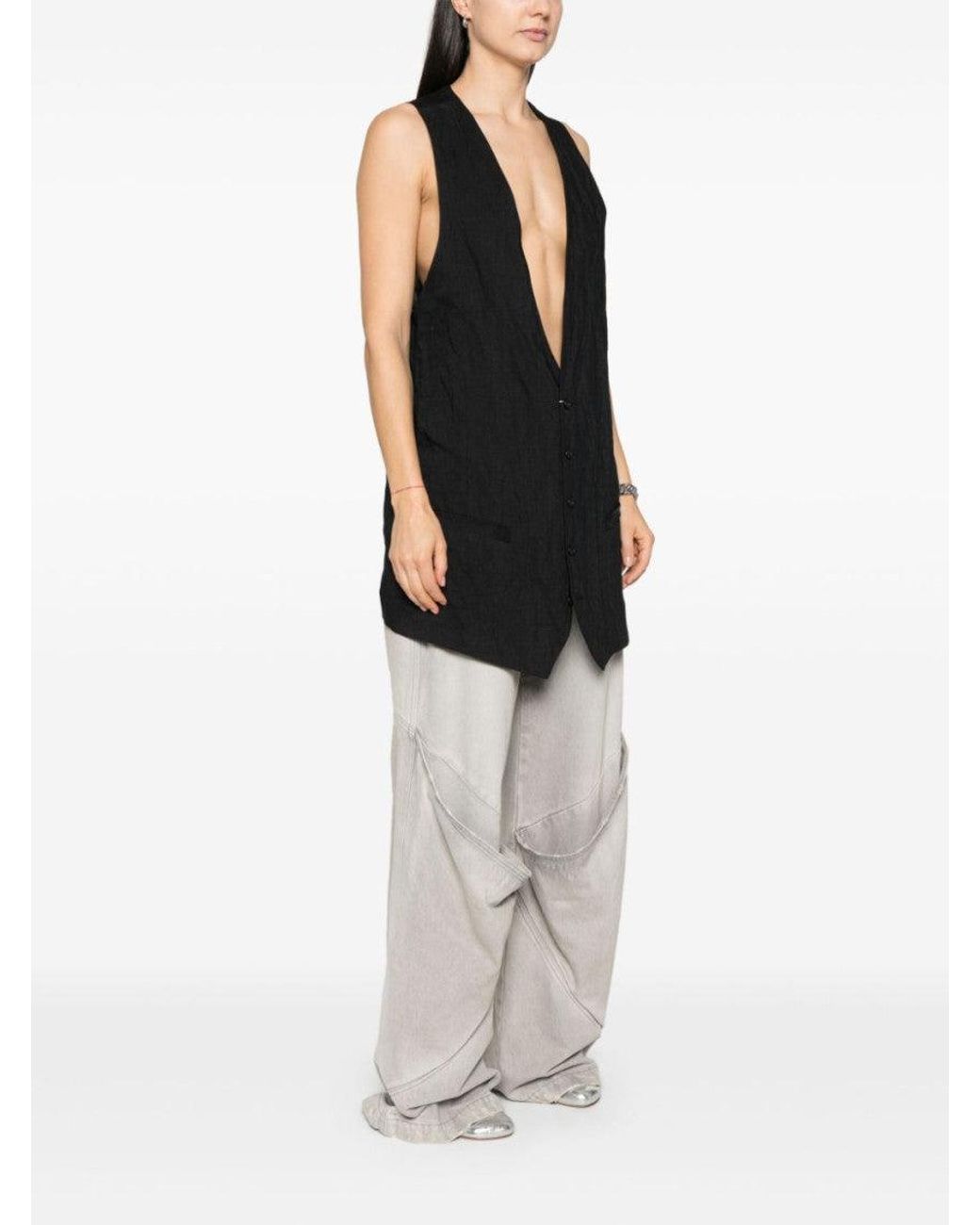 MM6 by Maison Margiela Black Deep-Neck Vest