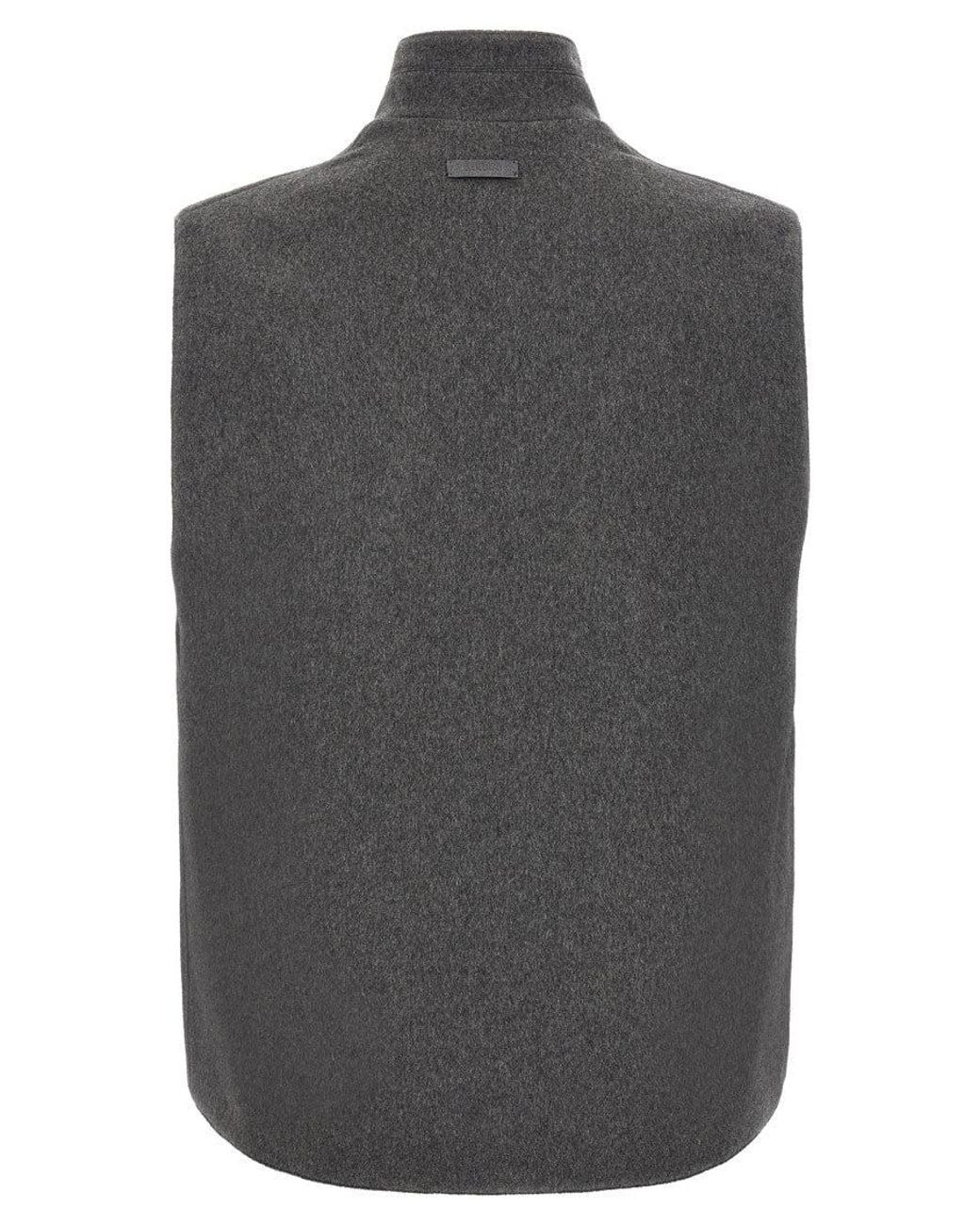 Lardini Gray Solid Mock Collar Vest for men