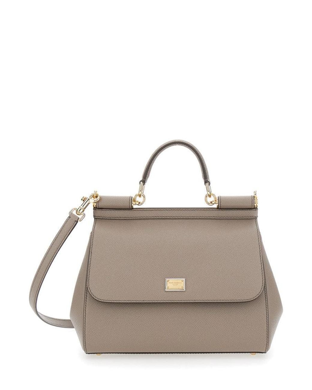 Dolce & Gabbana Metallic Taupe Sicily Large Satchel