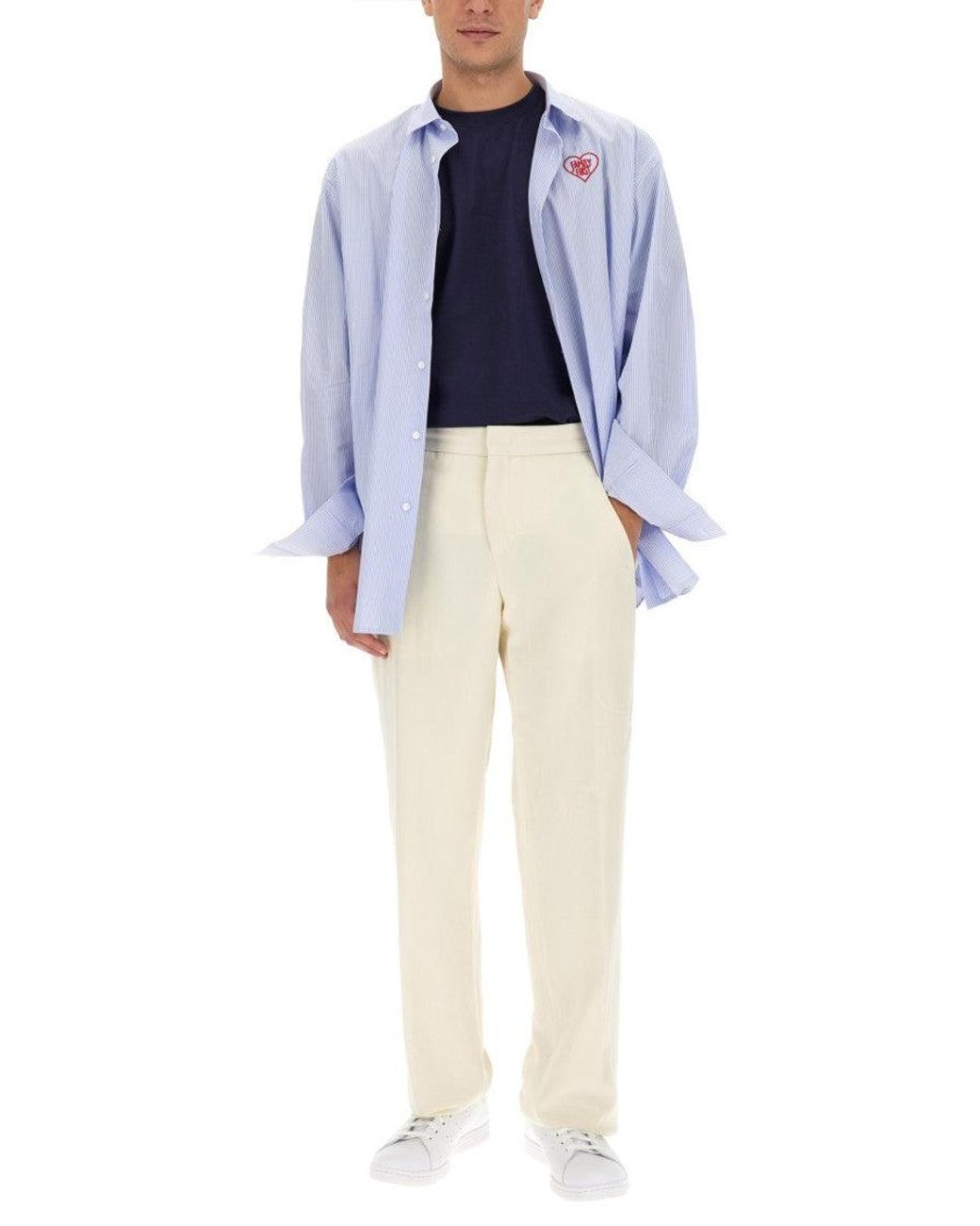 FAMILY FIRST Blue Light Stripes Shirt for men