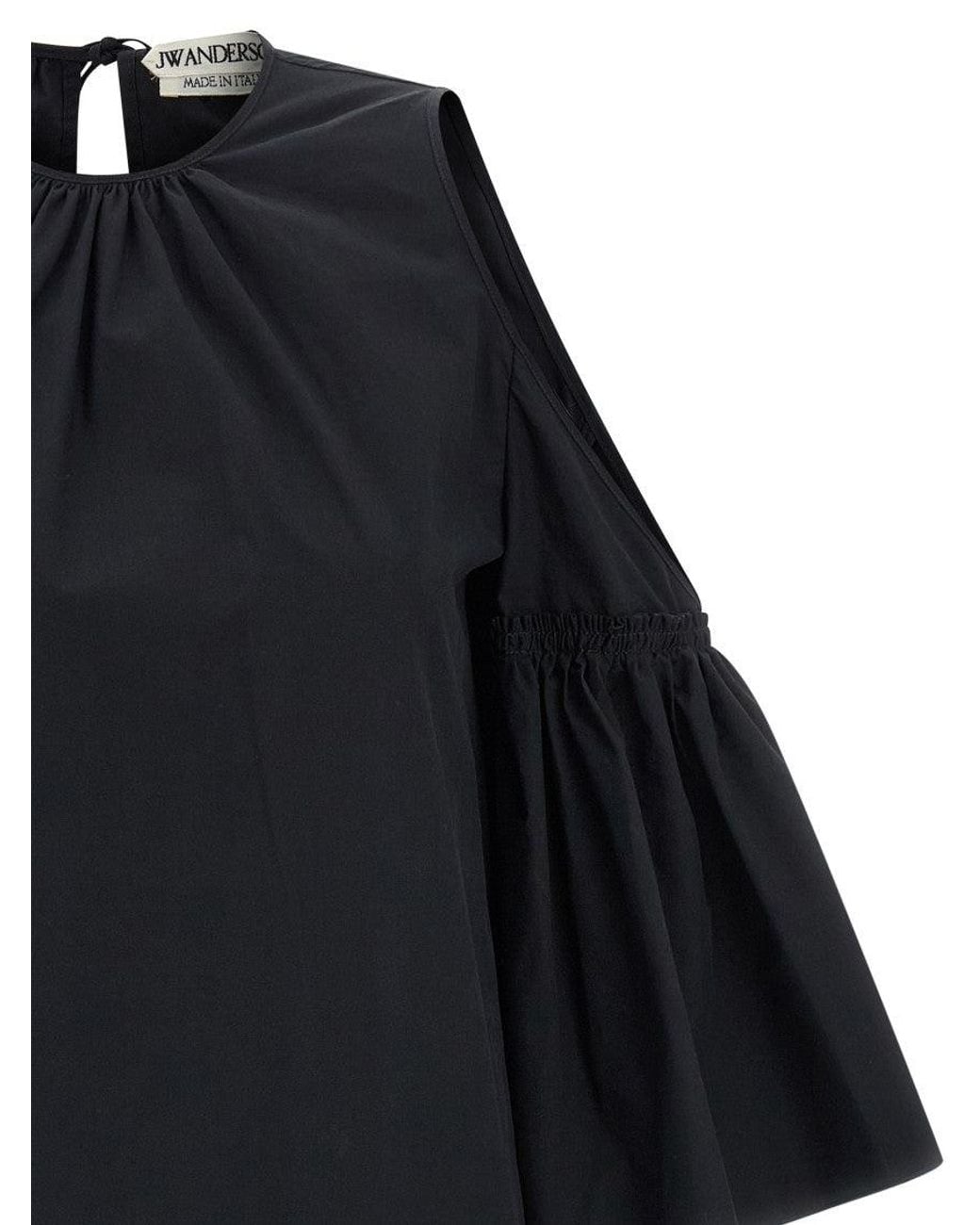 J.W. Anderson Black Crew Neck Ruffles Mini Dress
