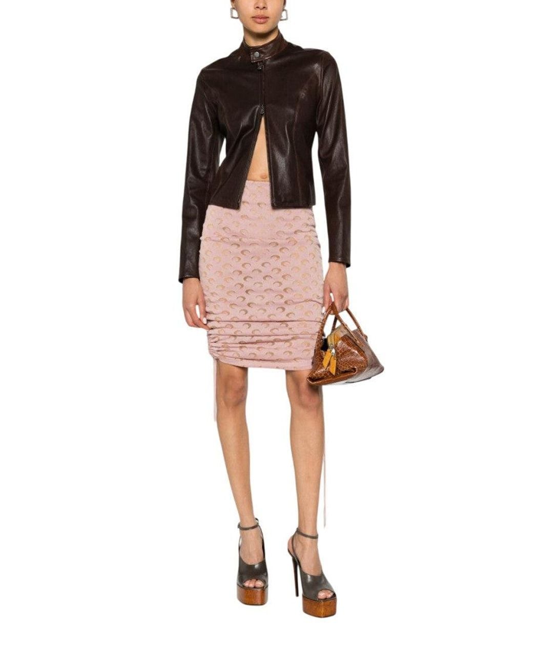 MARINE SERRE Pink Logo Midi Skirt