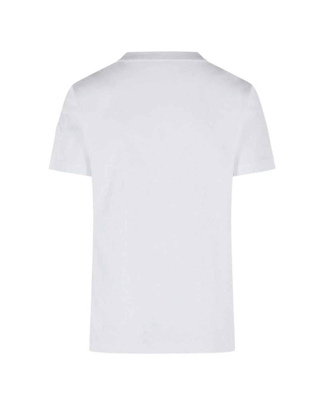 Moncler White Crew Neck Logo T-Shirt