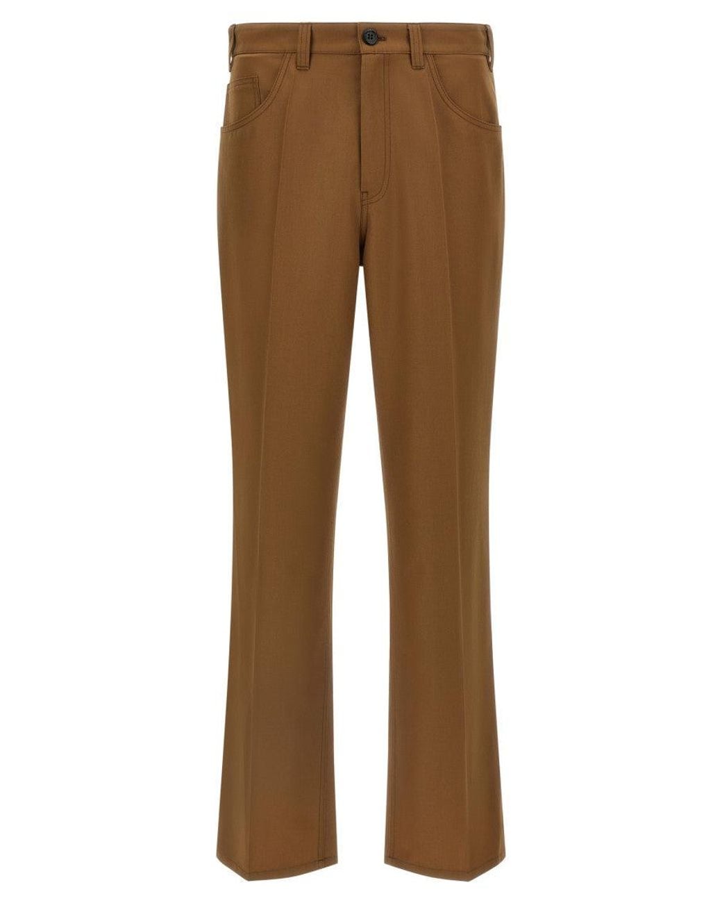 Marni Brown Flat Front Pants for men