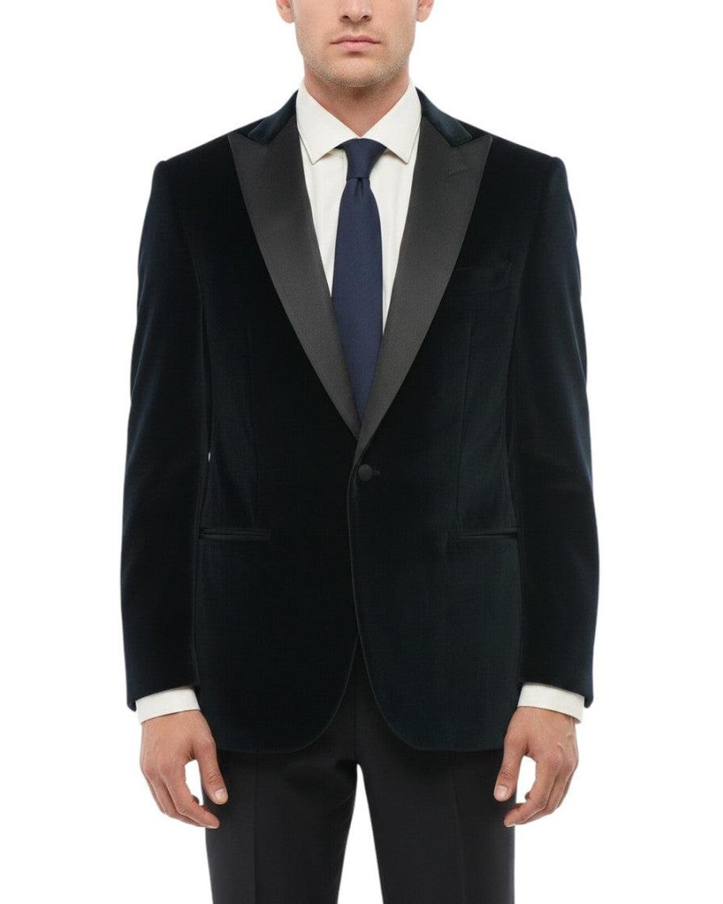 Corneliani Black Peaked Lapel Blazer for men