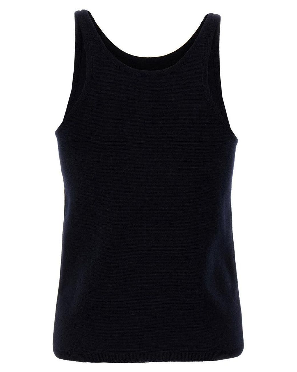 Max Mara Black Solid Round Neck Top