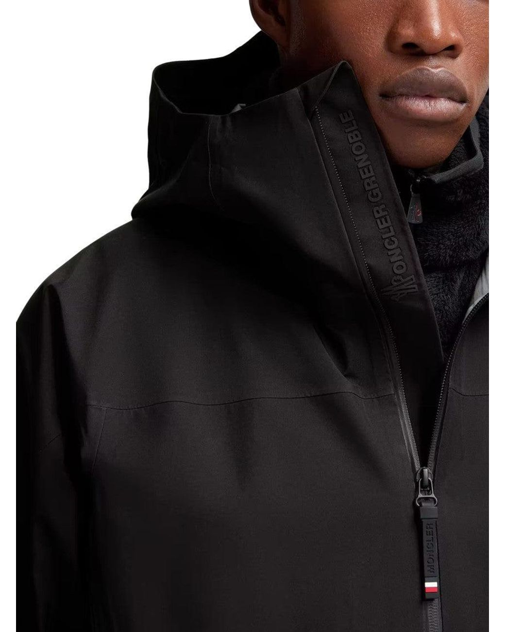 Moncler Black Printed Hooded Jacket for men