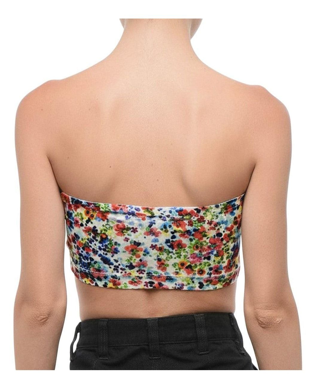 DSquared² Multicolor Floral Strapless Top