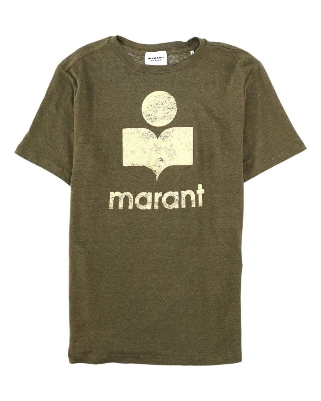 Isabel Marant Green Zewel Relaxed Fit Linen T-Shirt