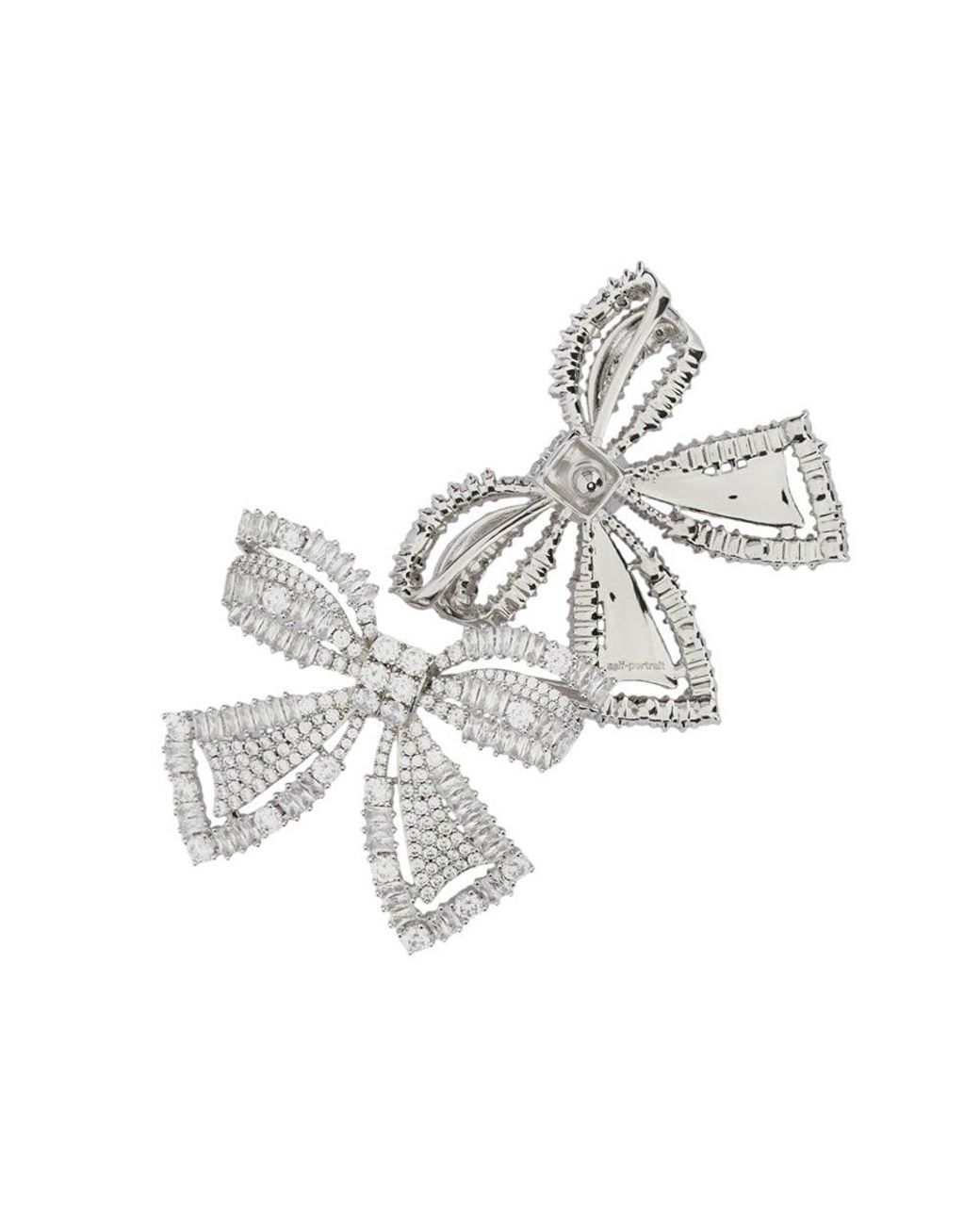 Self-Portrait Metallic Crystal Bow Stud Earrings