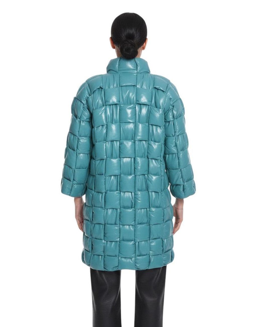 Bottega Veneta Blue Sky Quilted Mock Collar Jacket